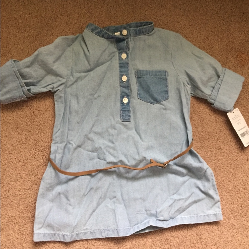 Toddler long shirt with thin brown belt for waist
